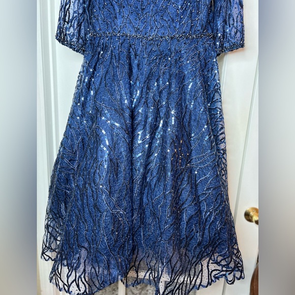 Mac Duggal Embellished 3/4 Sleeve A Line Dress - Picture 15 of 16